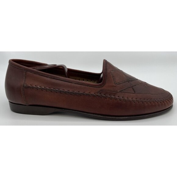 Santoni Italy Handwoven Stitched Brown Leather Penny Loafers Men Size 9D main image 10